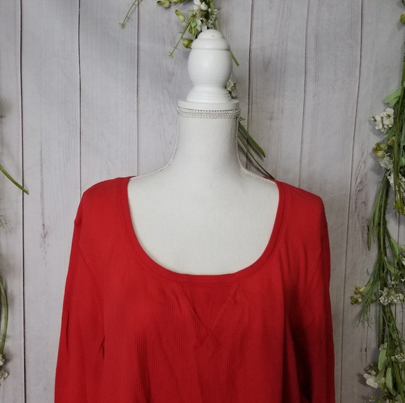 Cacique Lane Bryant sz 22/24 Red Waffle top 3X - Picture 2 of 7